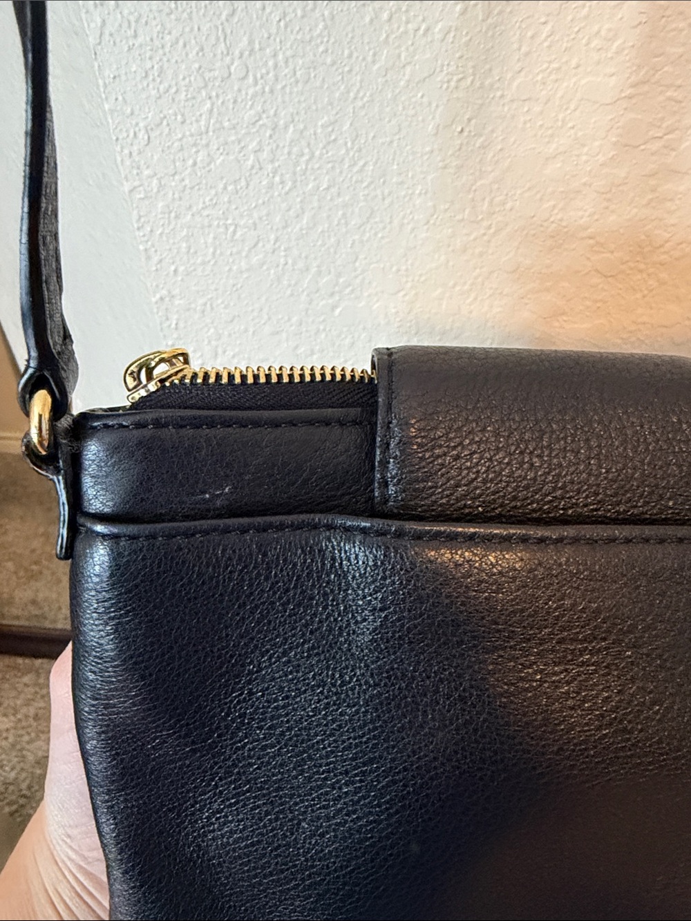 Michael Kors Black Leather Crossbody with Gold Accents - Picture 8 of 9